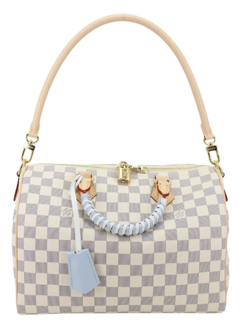 Louis Vuitton Speedy Soft 30 Bandouliere Damier Azur Shoulder Bag White